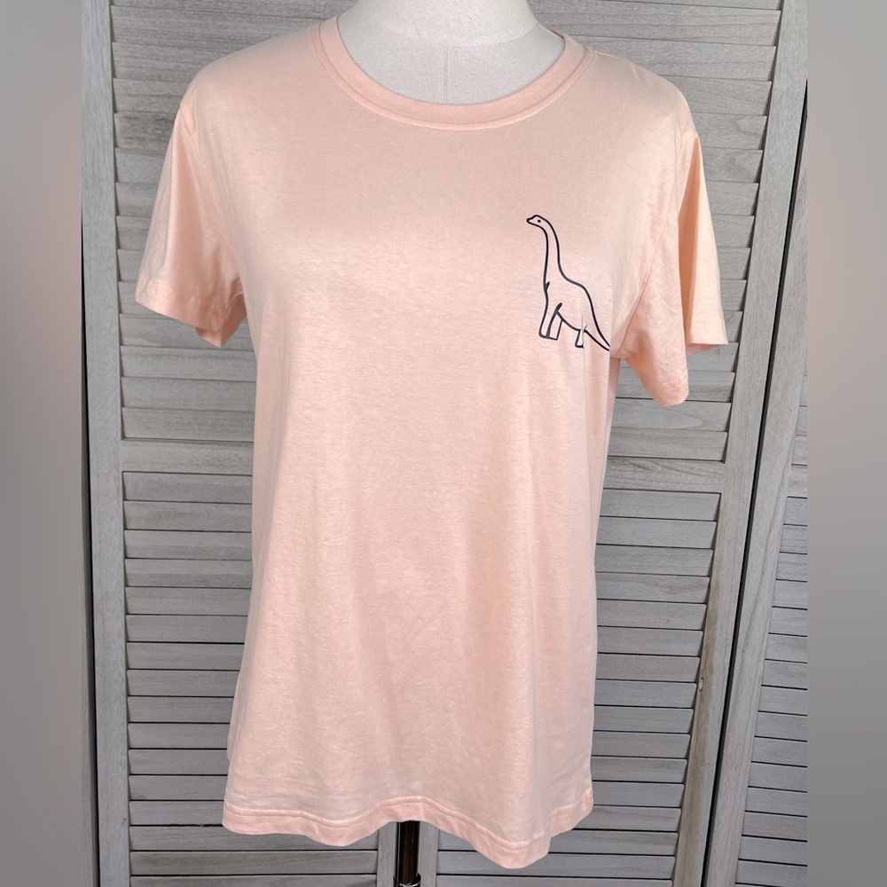ROMWE 100% Cotton Dinosaur Tee Peach-Medium